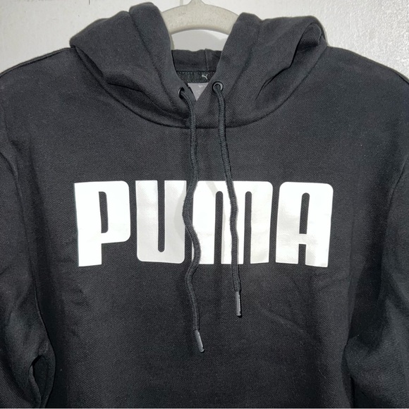 PUMA Mens Taping Fleece Hoodie, Cotton Black/Puma White | S - Picture 3 of 10